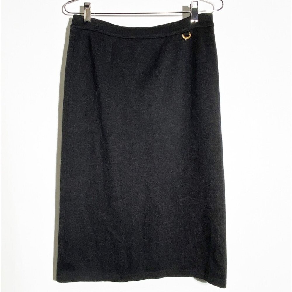Vintage Burberry Wool Knit Skirt Dark Grey size 42